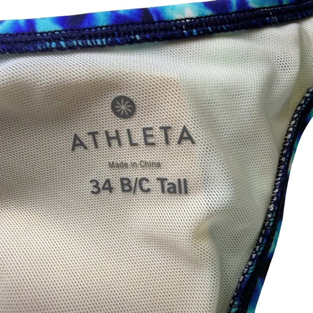 Athleta Tara Halter Tankini Swim Top Blue Tie Dye 34 B/C Tall 213115 NWT - Picture 4 of 9